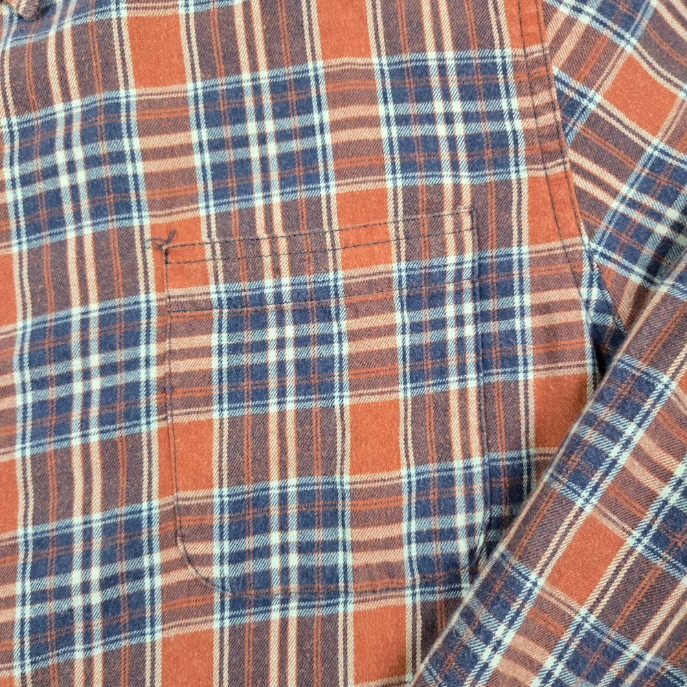 The Normal Brand Flannel Shirt Mens XL Orange Blue Plaid Button Down Long Sleeve - Picture 4 of 15